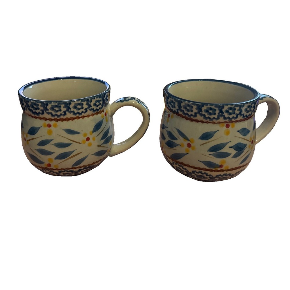 2 Temptations Bakeware by Tara Coffee Mugs Old World Blue 12 Oz. EUC